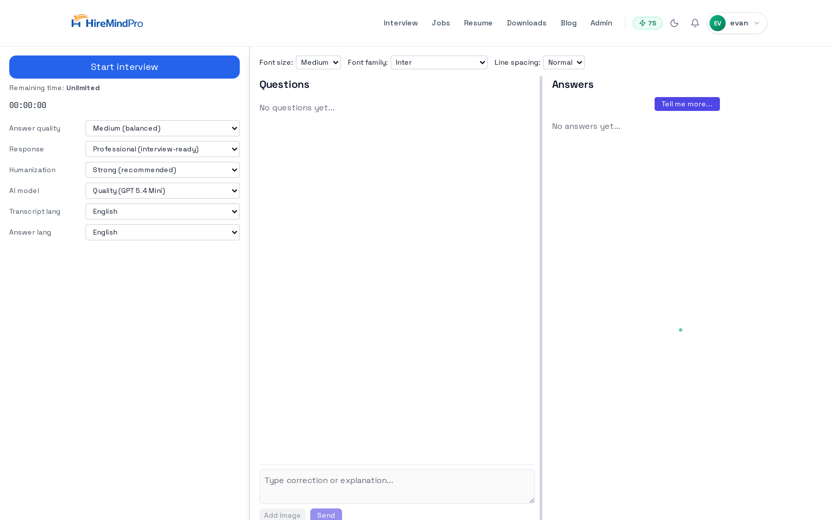 Live copilot settings: answer quality, response style, model, languages